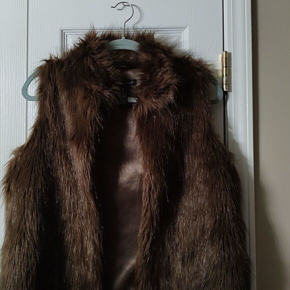 Willi Smith brown faux fur vest Sz M - Picture 3 of 5